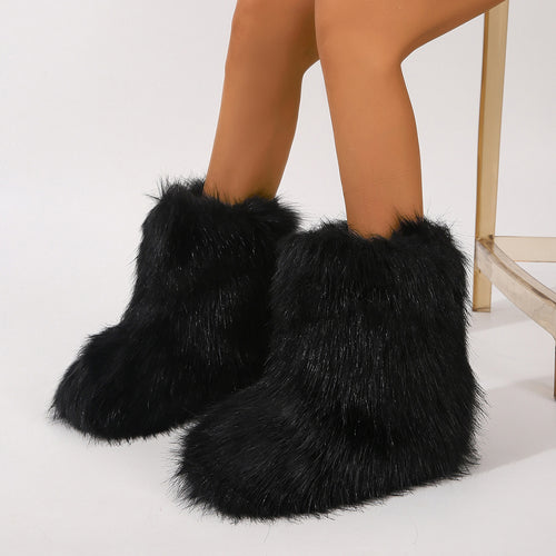Botas de Pelo Sintético Cálidas — Planas Invierno Confort