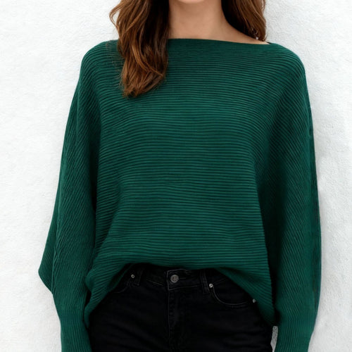 Halter-neck Batwing-sleeve Loose-fit Knit Sweater