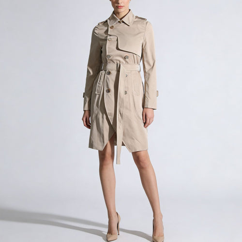 Gabardina Larga Unicolor con Detalle de Lazada — Trench Chic