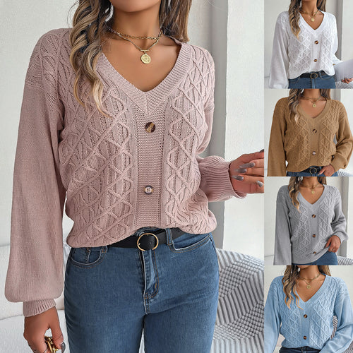 Jersey de Punto Trenzado con Manga Acampanada — Casual Chic