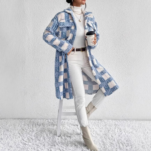 Chaqueta Acolchada de Cuadros con Bolsillos Solapa
