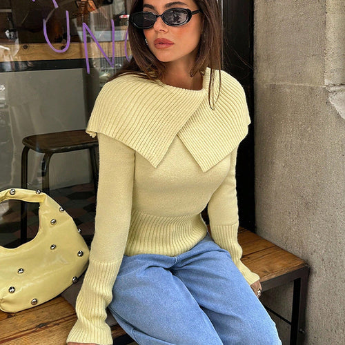 Jersey de Punto Color Sólido con Solapa — Clásico Invierno