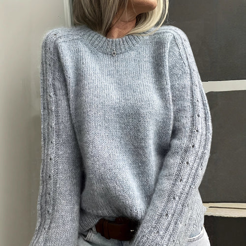 Gray Crew-neck Sweater Womens Fallwinter Top