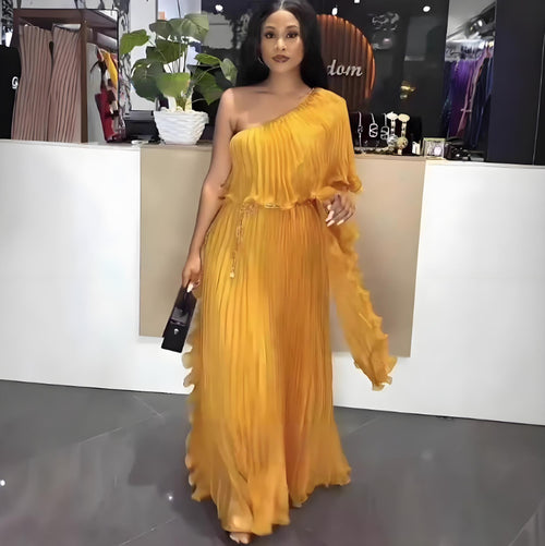 Vestido Elegante Asimétrico de Un Hombro — Noche y Gala