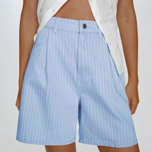 Shorts Vaqueros de Rayas Tiro Alto Oversize