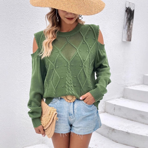 Jersey de Punto con Calados y Hombros Descubiertos — Premium